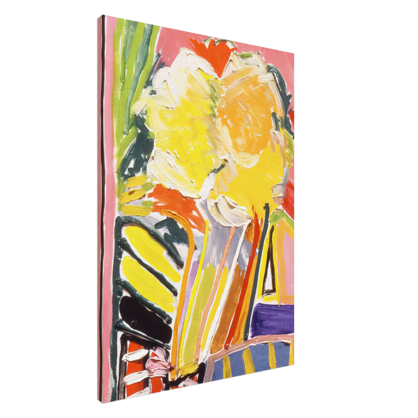 Ronnie Landfield - Pink Flower Painting - 1973 Canvas - 20x30 cm / 8x12 inches-canvas