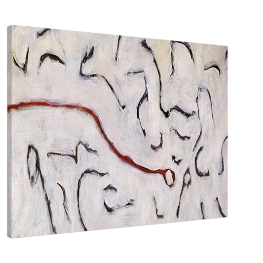 Gene Davis - Red Line - 1952 Canvas - 20x30 cm / 8x12 inches-canvas