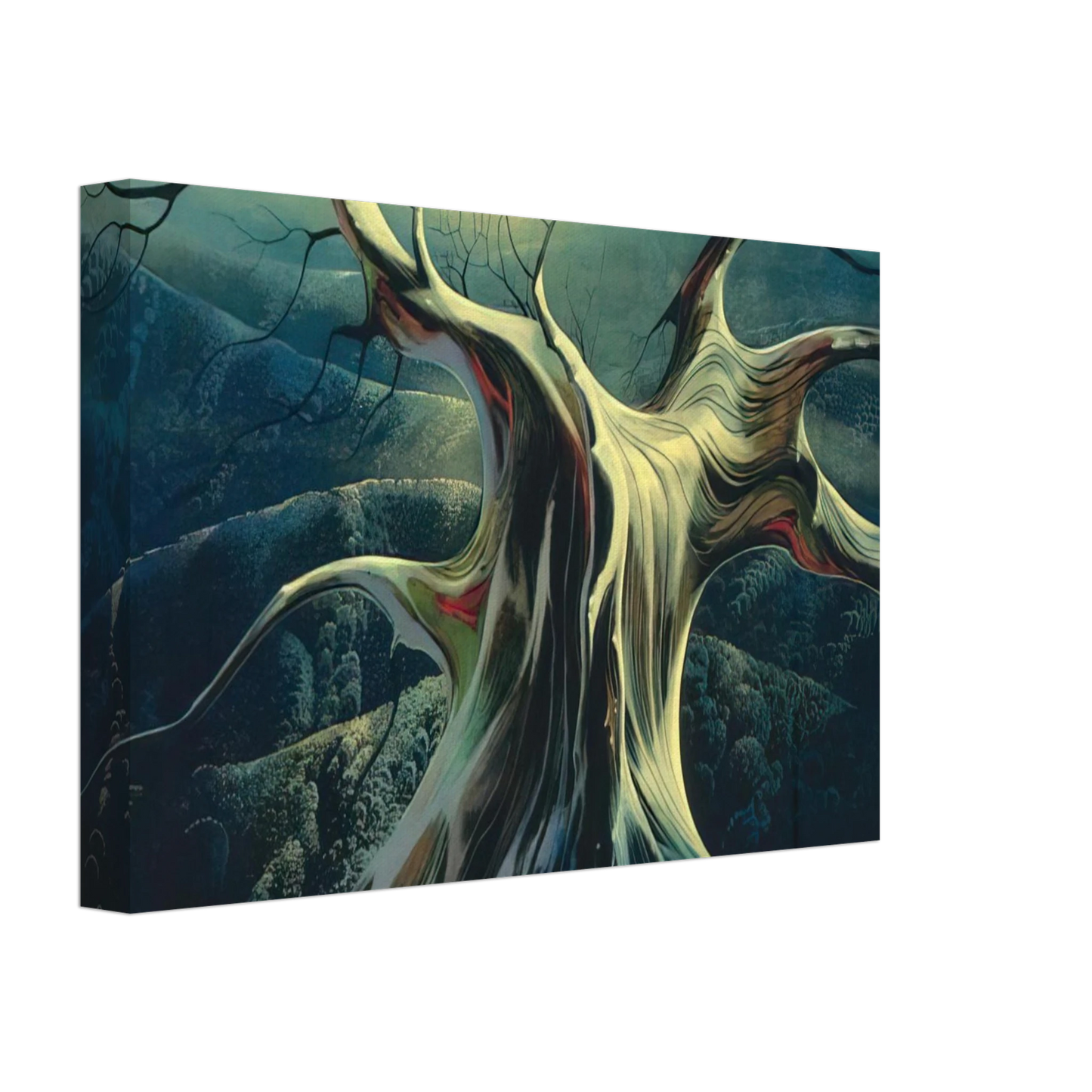 Eyvind Earle - Moonlit Tree Trunk Canvas - 40x60 cm / 16x24 inches-canvas