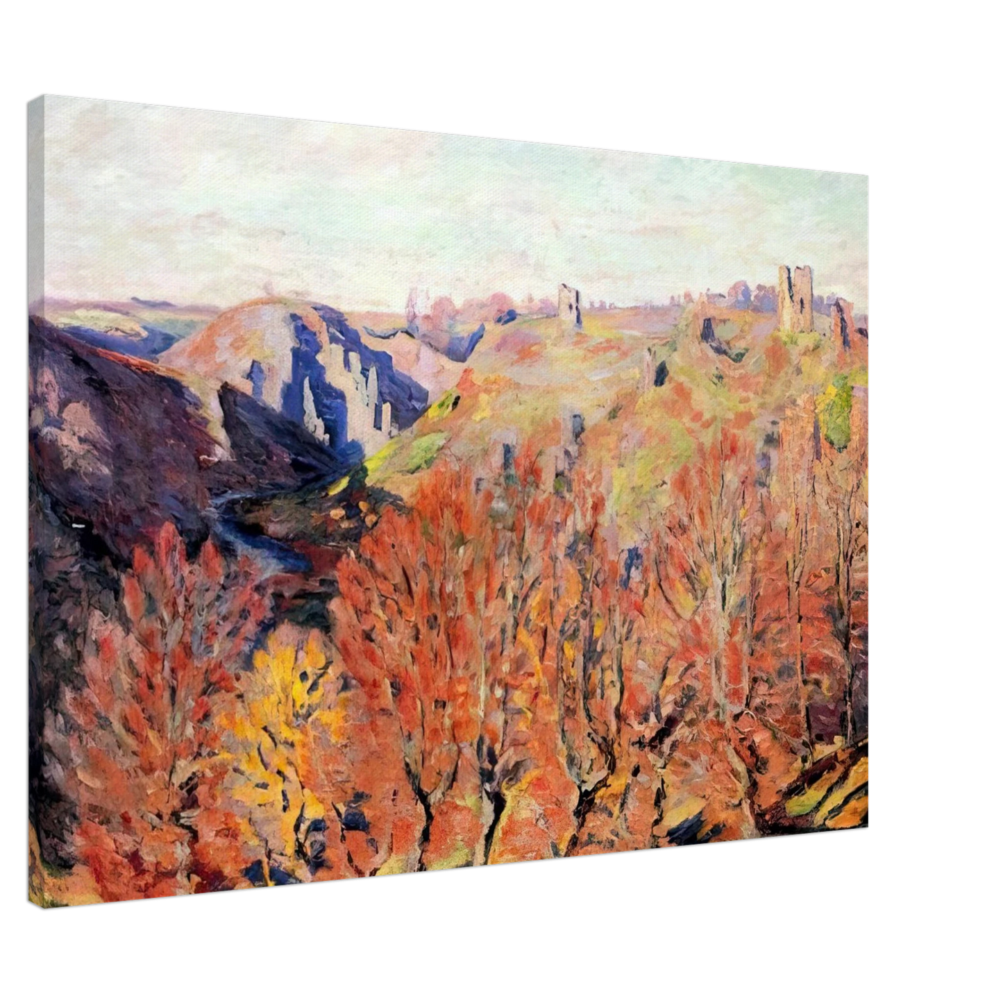 Armand Guillaumin - Les Ruines a Crozant - 1897 Canvas - 20x30 cm / 8x12 inches-canvas