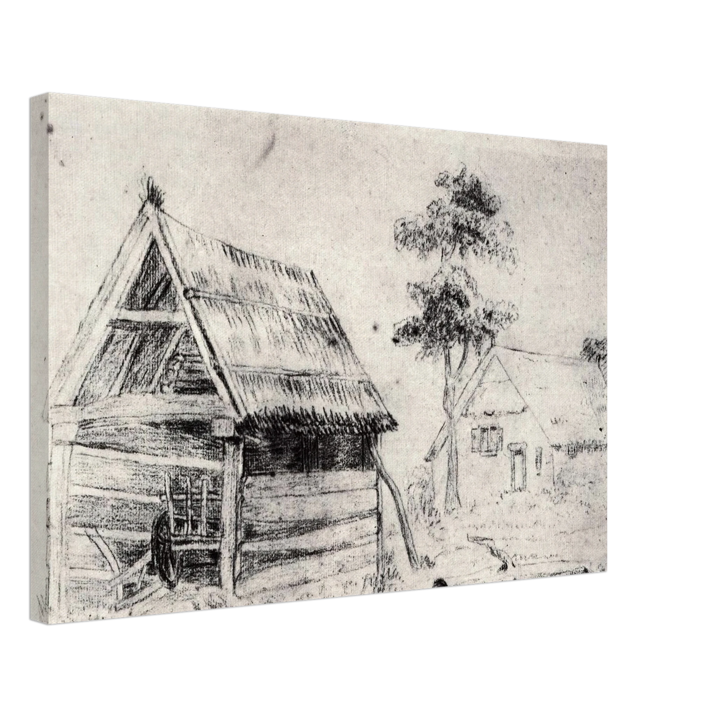 Vincent van Gogh - Barn and Farmhouse Canvas - 40x60 cm / 16x24 inches-canvas