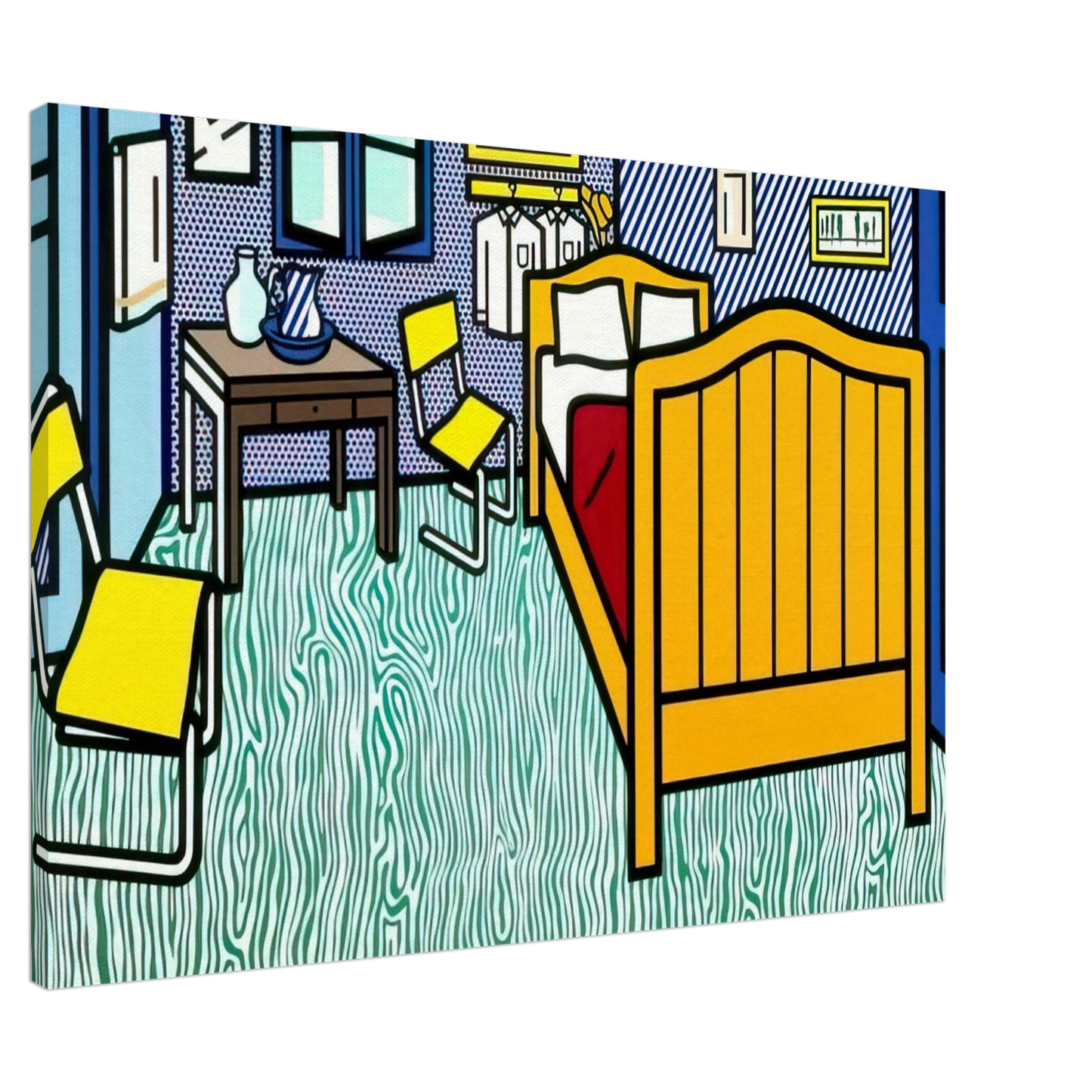Roy Lichtenstein - BEDROOM AT ARLES 1992 Canvas - 20x30 cm / 8x12 inches-canvas