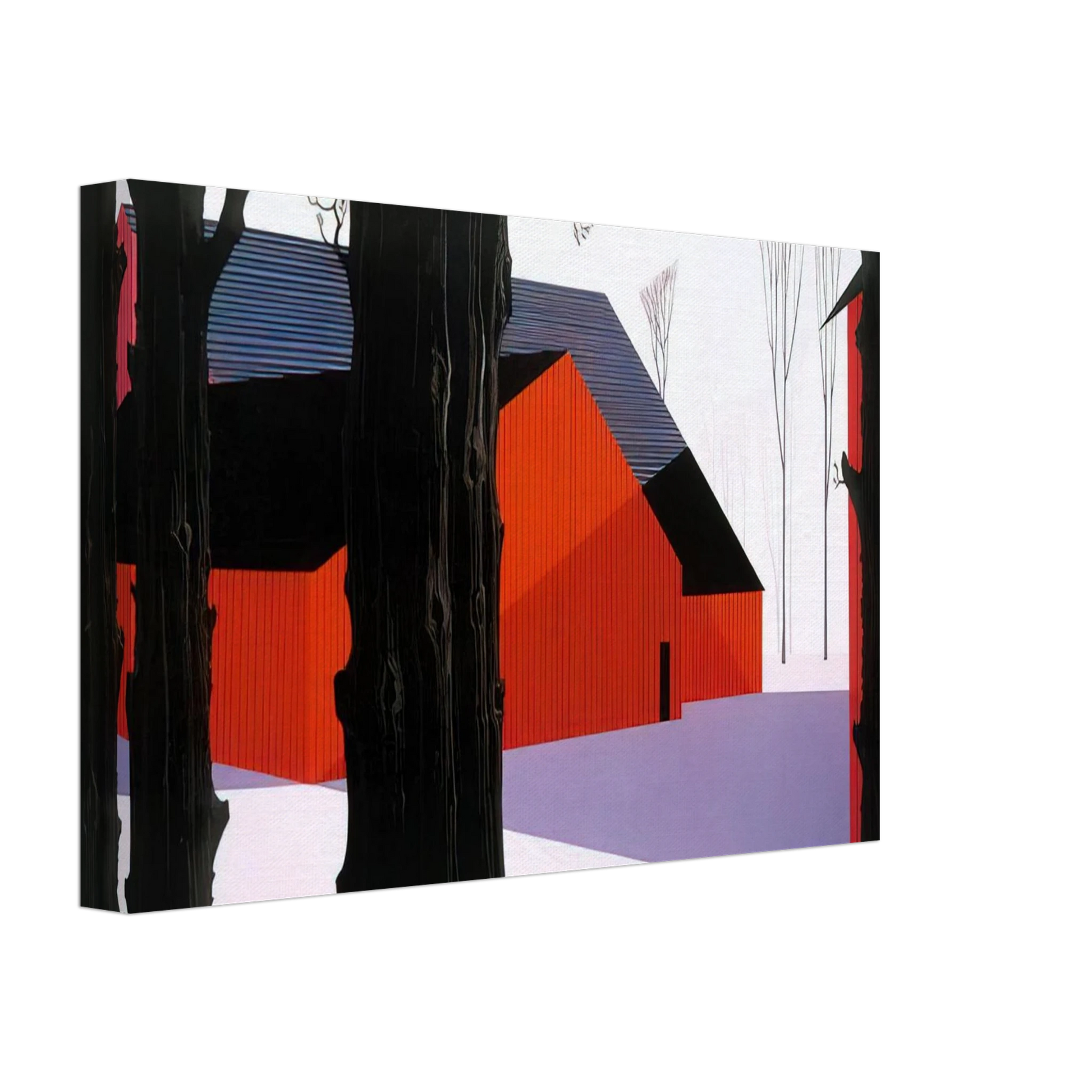 Eyvind Earle - Red Barn Canvas - 70x100 cm / 28x40 inches-canvas