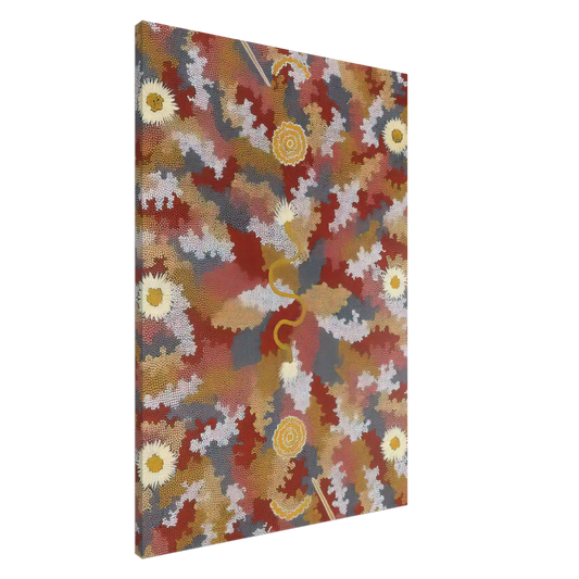 Clifford Possum Tjapaltjarri - Men's Corroborie - 1990 Canvas - 20x30 cm / 8x12 inches-canvas