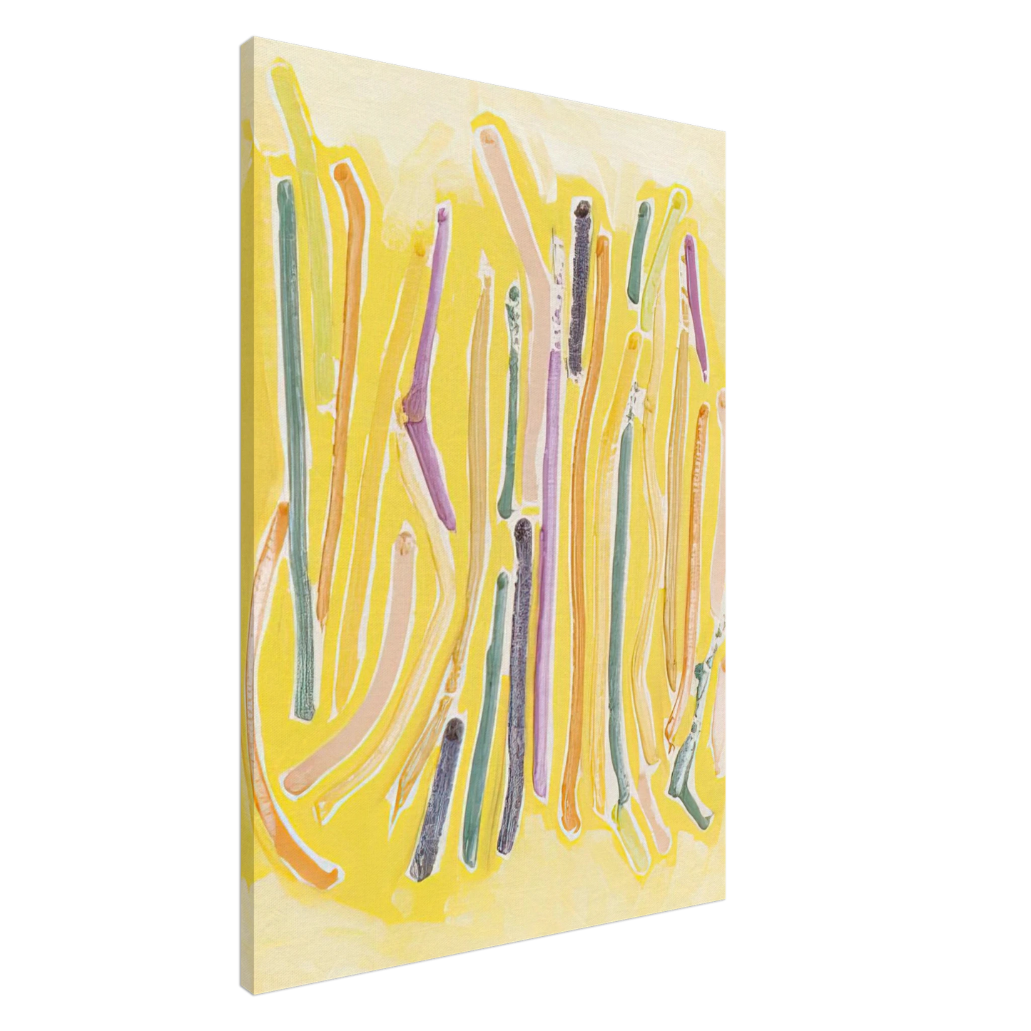 Ronnie Landfield - Yellow Line Painting - 1973 Canvas - 20x30 cm / 8x12 inches-canvas