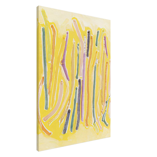 Ronnie Landfield - Yellow Line Painting - 1973 Canvas - 20x30 cm / 8x12 inches-canvas