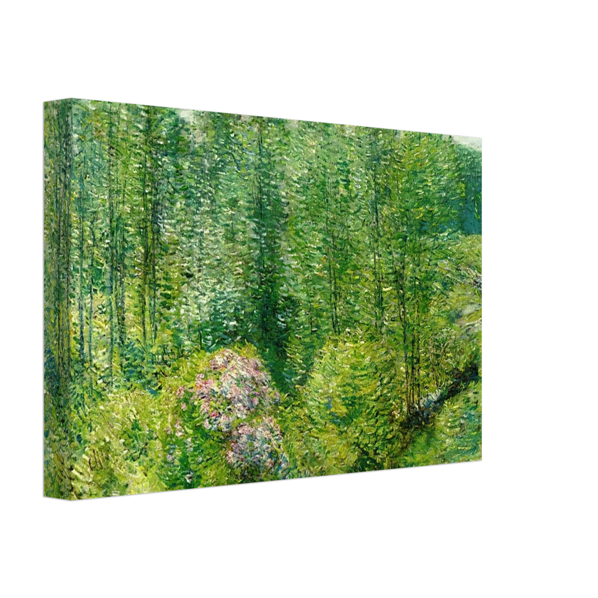 Childe Hassam - Spring Landscape with a Farmer and White Horse Canvas - 70x100 cm / 28x40 inches-canvas