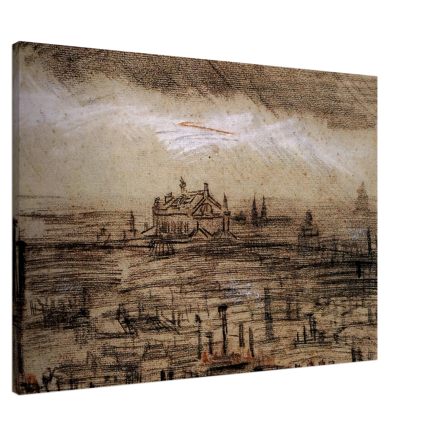 Vincent van Gogh - A View of Paris with the Op Canvas - 20x30 cm / 8x12 inches-canvas