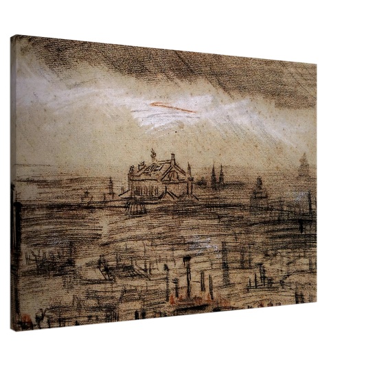 Vincent van Gogh - A View of Paris with the Op Canvas - 20x30 cm / 8x12 inches-canvas
