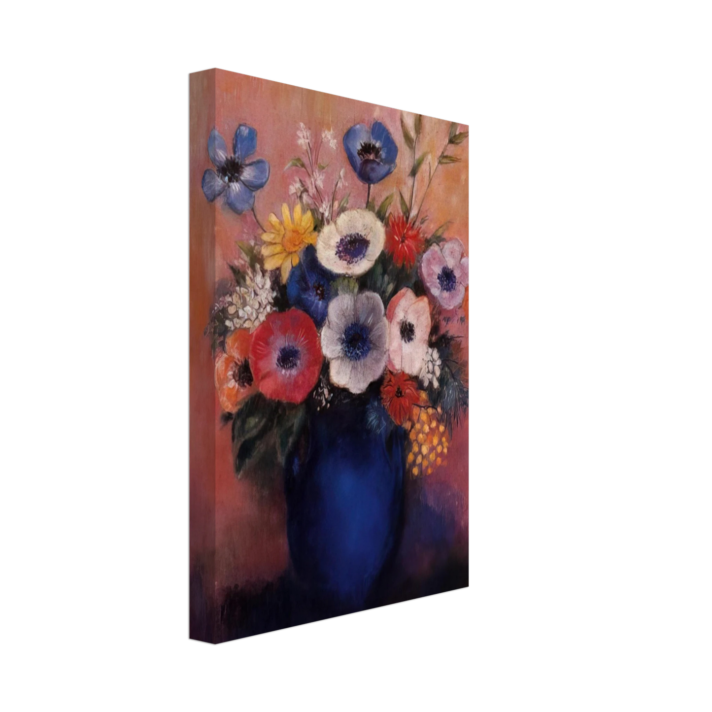 Odilon Redon - BOUQUET OF FLOWERS IN A BLUE VASE 1 Canvas - 40x60 cm / 16x24 inches-canvas