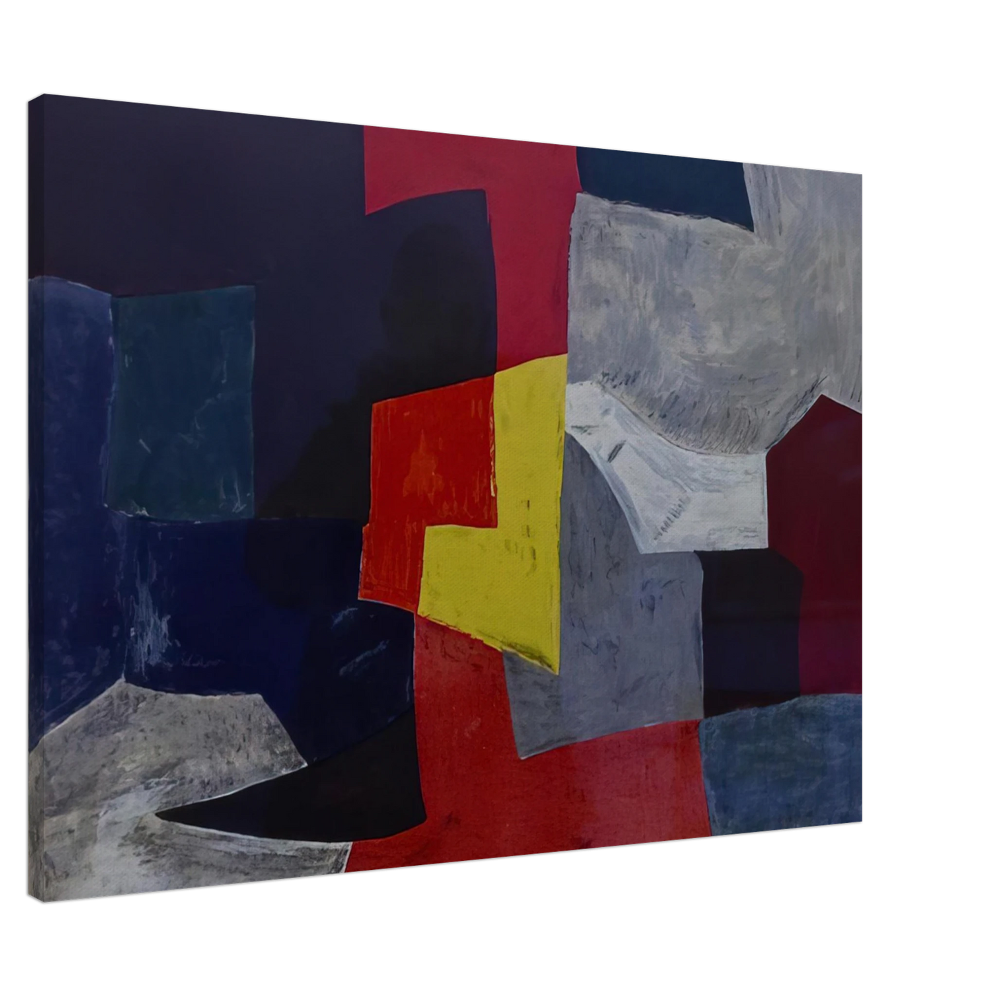 Serge Poliakoff - Composition grise, rouge et jaune - 1960 Canvas - 20x30 cm / 8x12 inches-canvas