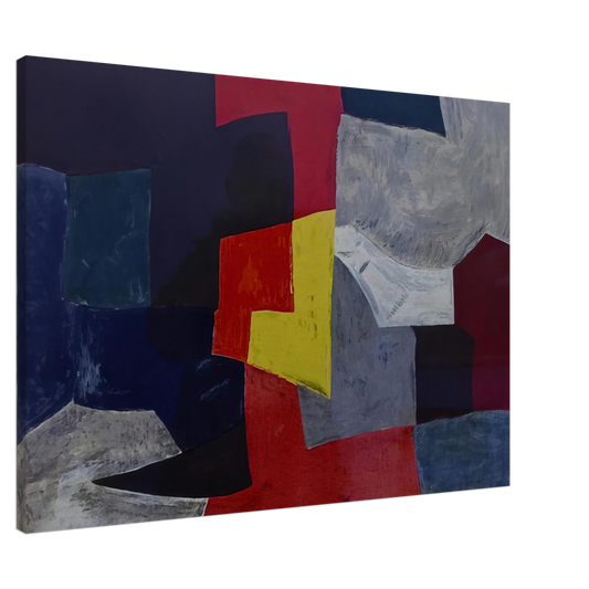 Serge Poliakoff - Composition grise, rouge et jaune - 1960 Canvas - 20x30 cm / 8x12 inches-canvas