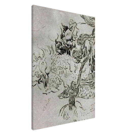 Vincent van Gogh - A Pine Tree and Cypresses in the Garden of the Asylum Canvas - 20x30 cm / 8x12 inches-canvas