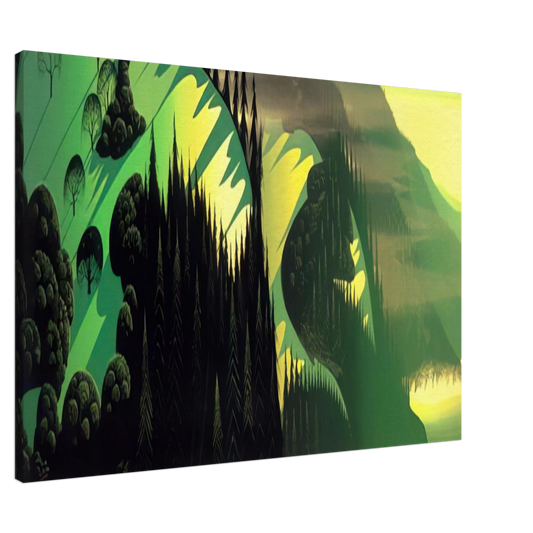 Eyvind Earle - Three Pastures by the Sea Canvas - 20x30 cm / 8x12 inches-canvas