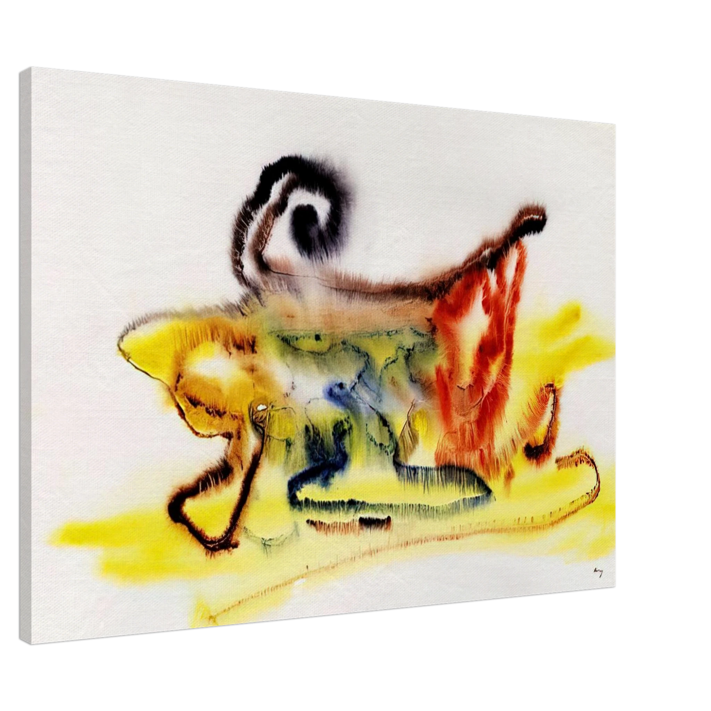 Henri Michaux - Untitled - 1961 Canvas - 20x30 cm / 8x12 inches-canvas