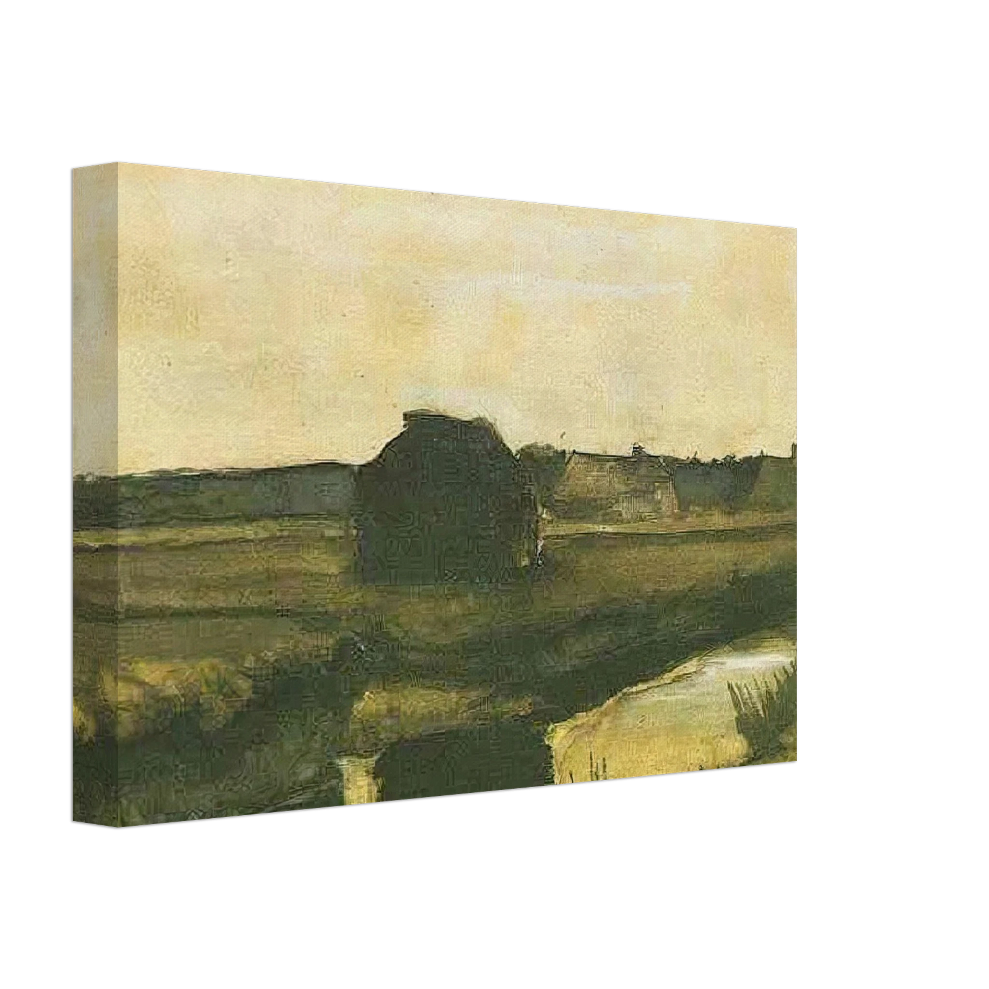 Vincent van Gogh - Landscape with a Stack of Peat and Farmhouses Canvas - 40x60 cm / 16x24 inches-canvas