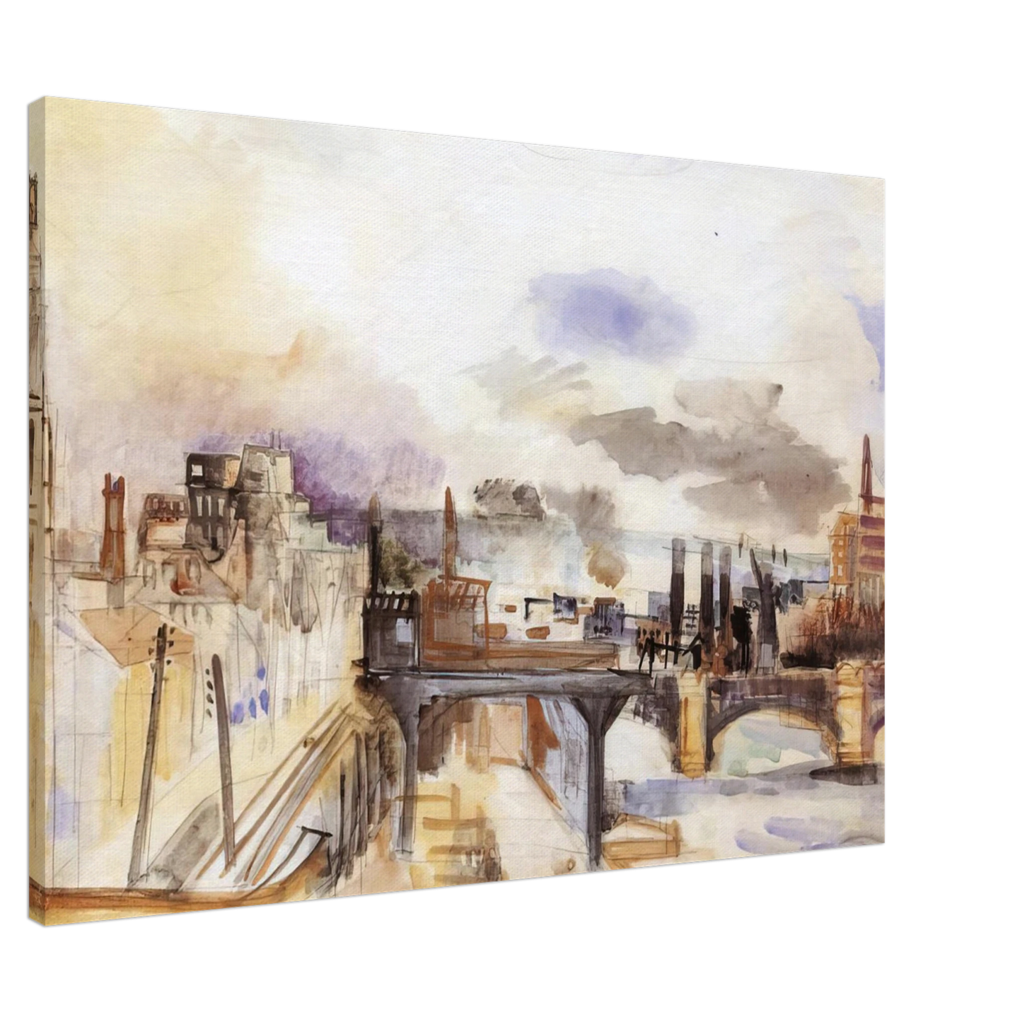 Raoul Dufy - PARISIAN BRIDGE 1922 Canvas - 20x30 cm / 8x12 inches-canvas
