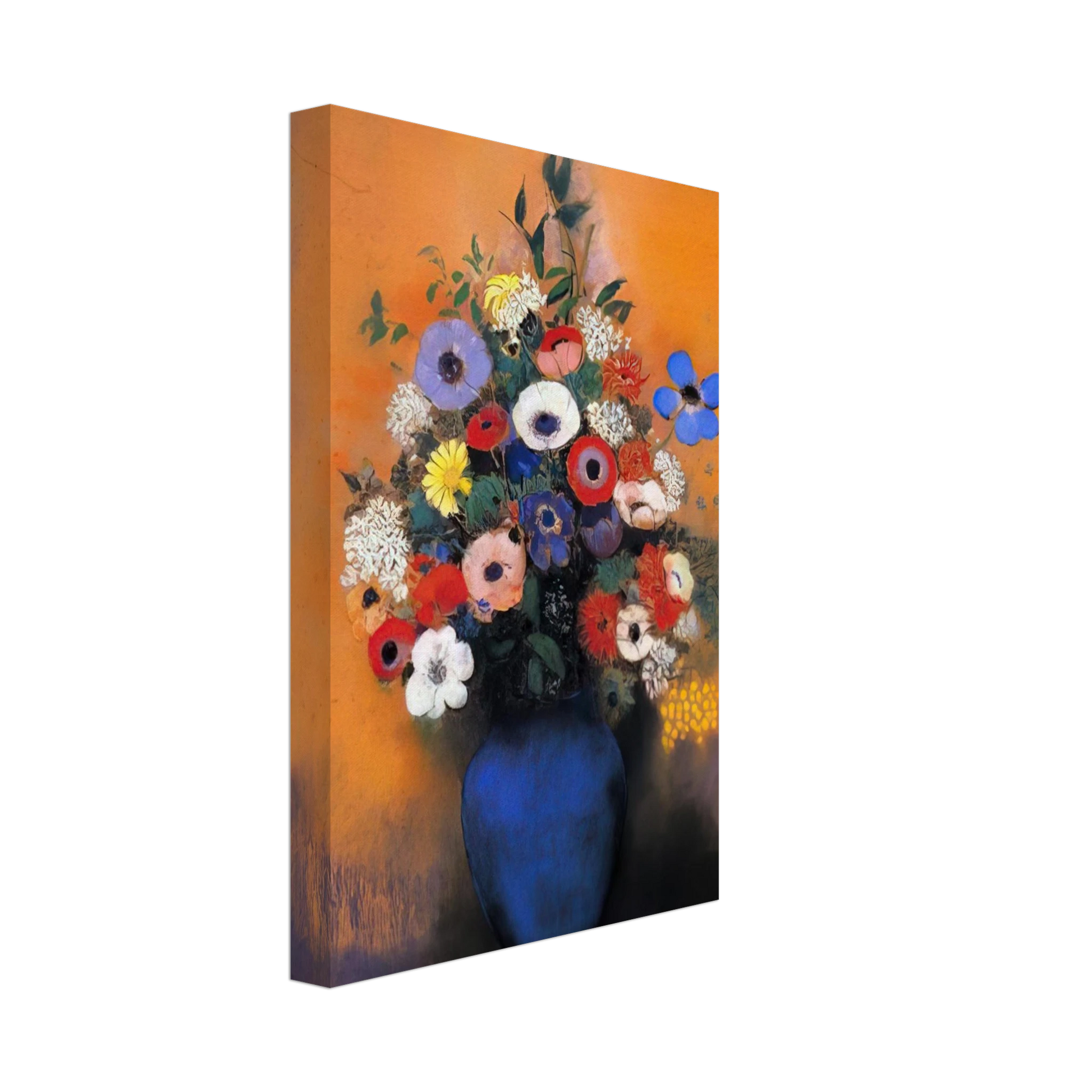 Odilon Redon - MINOSAS ANEMONIES AND LEAVES IN A BLUE VASE Canvas - 70x100 cm / 28x40 inches-canvas