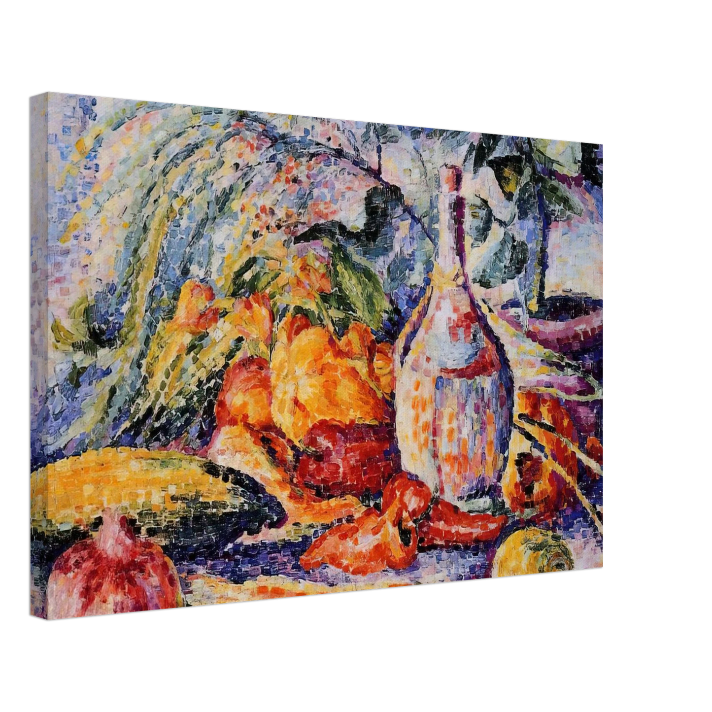 Henri-Edmond Cross - Still Life with Bottle of Wine Canvas - 70x100 cm / 28x40 inches-canvas