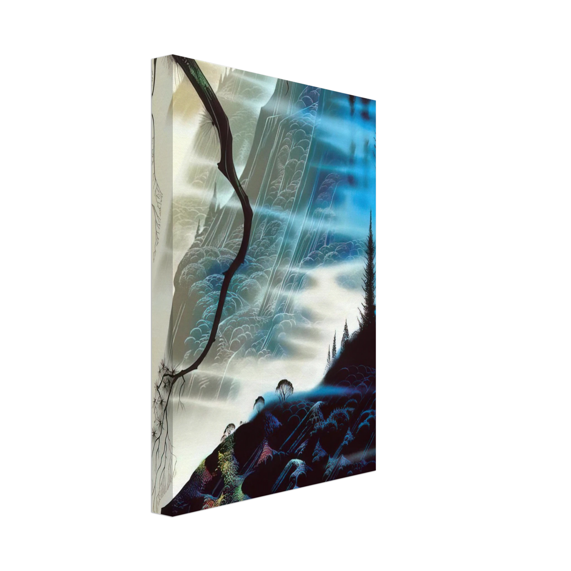 Eyvind Earle - Sea Cliffs and Redwoods Canvas - 40x60 cm / 16x24 inches-canvas