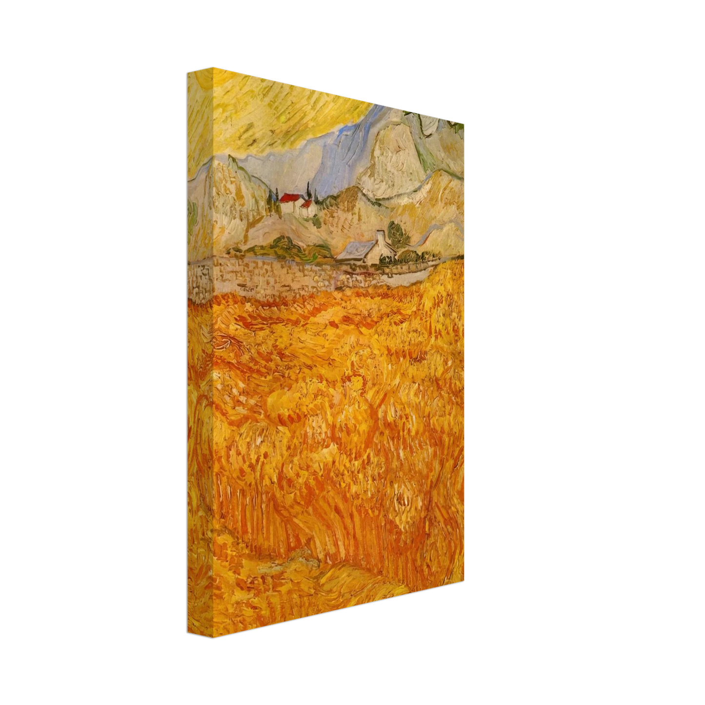 Vincent van Gogh - Wheat Field behind Saint Paul Hospital with a Reaper Canvas - 70x100 cm / 28x40 inches-canvas