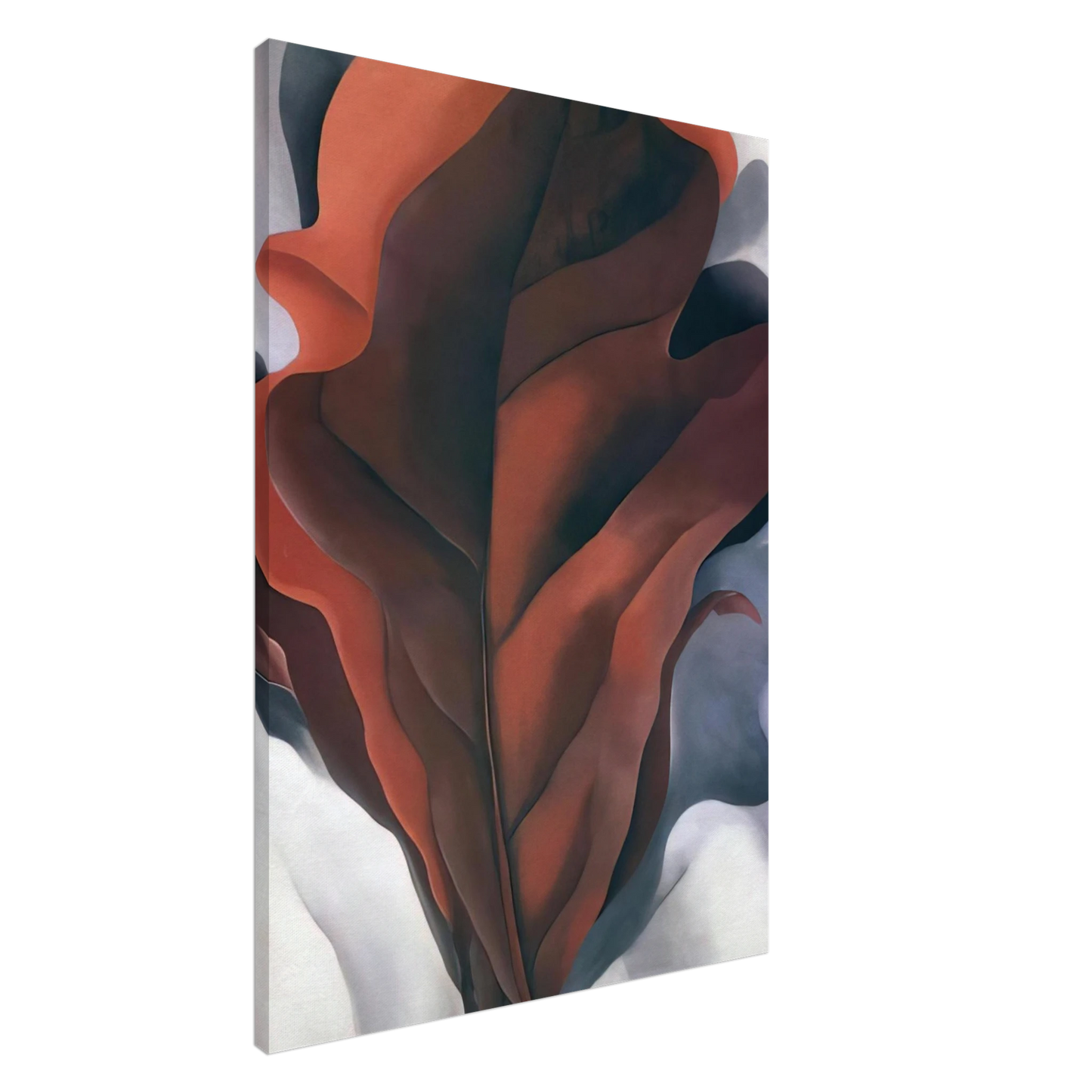 Georgia O'Keeffe - Large Dark Red Leaves on White Canvas - 20x30 cm / 8x12 inches-canvas