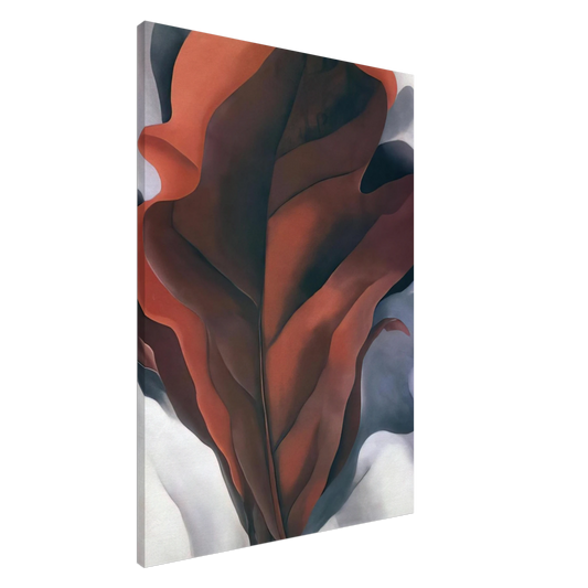 Georgia O'Keeffe - Large Dark Red Leaves on White Canvas - 20x30 cm / 8x12 inches-canvas