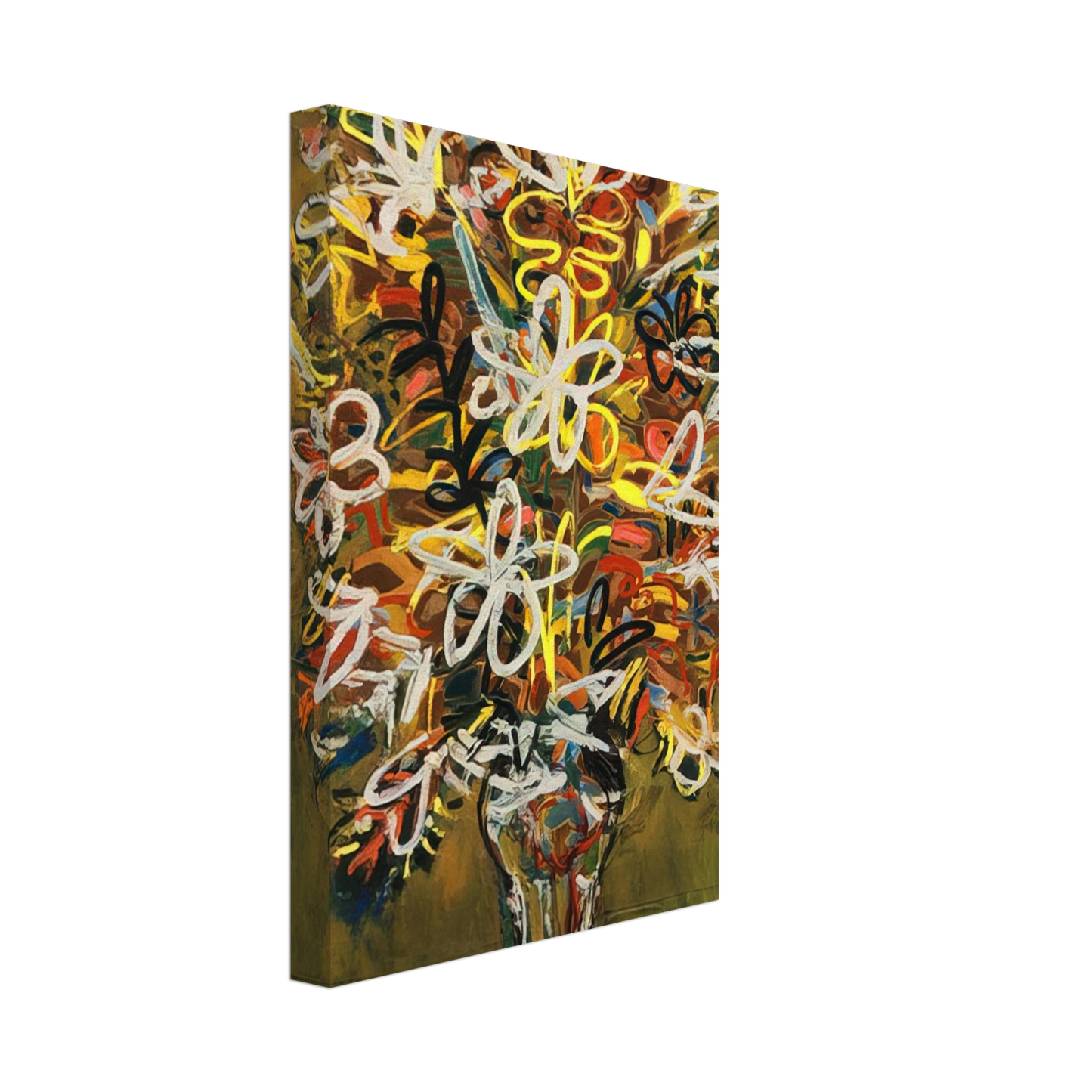 Rene Portocarrero - FLOWER VASE 1963 Canvas - 70x100 cm / 28x40 inches-canvas