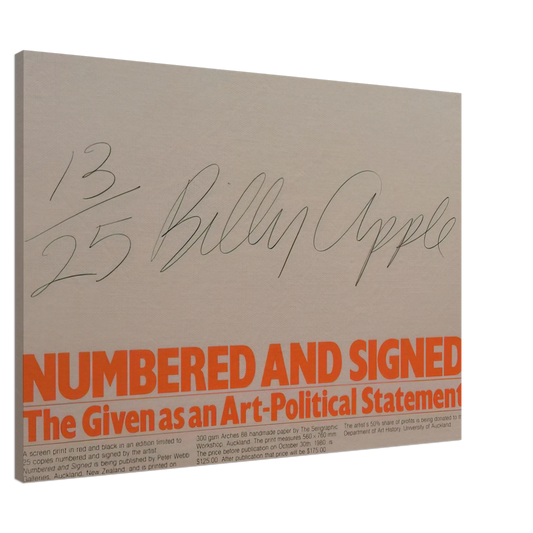 Billy Apple - Numbered and Signed - 1980 Canvas - 20x30 cm / 8x12 inches-canvas