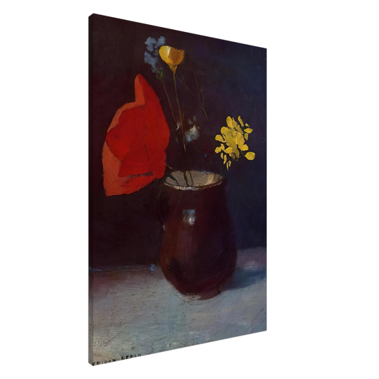 Odilon Redon - PITCHER OF FLOWERS Canvas - 20x30 cm / 8x12 inches-canvas