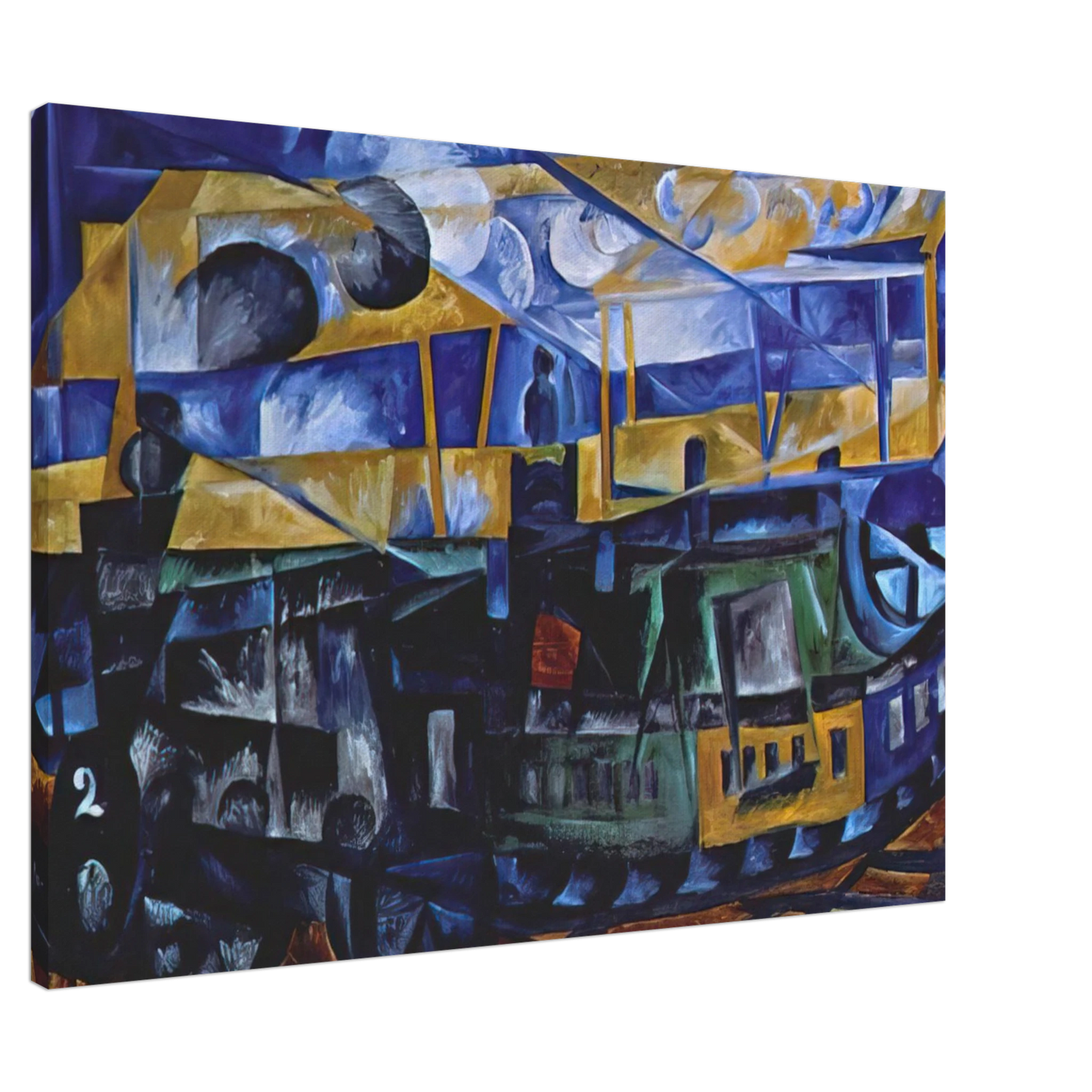 Natalia Goncharova - Airplane over train - 1913 Canvas - 20x30 cm / 8x12 inches-canvas