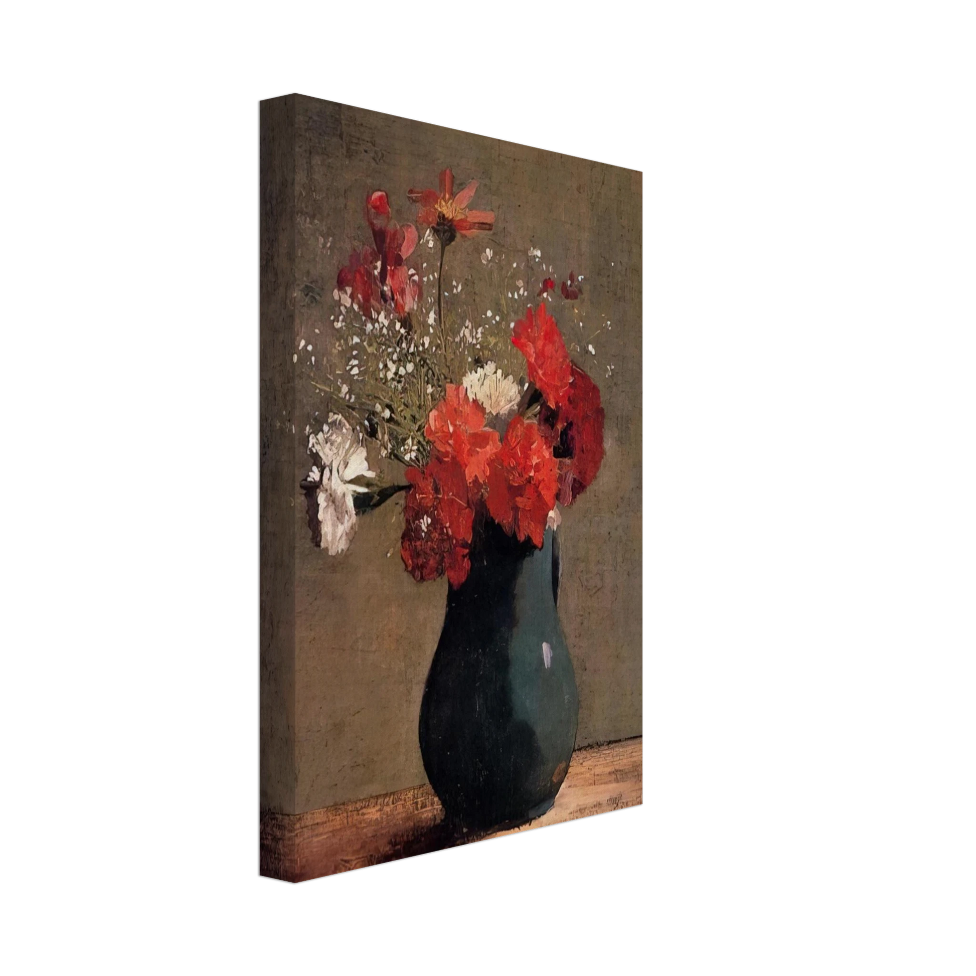 Odilon Redon - CARNATIONS AND BABY S BREATH IN A GREEN PITCHER Canvas - 70x100 cm / 28x40 inches-canvas