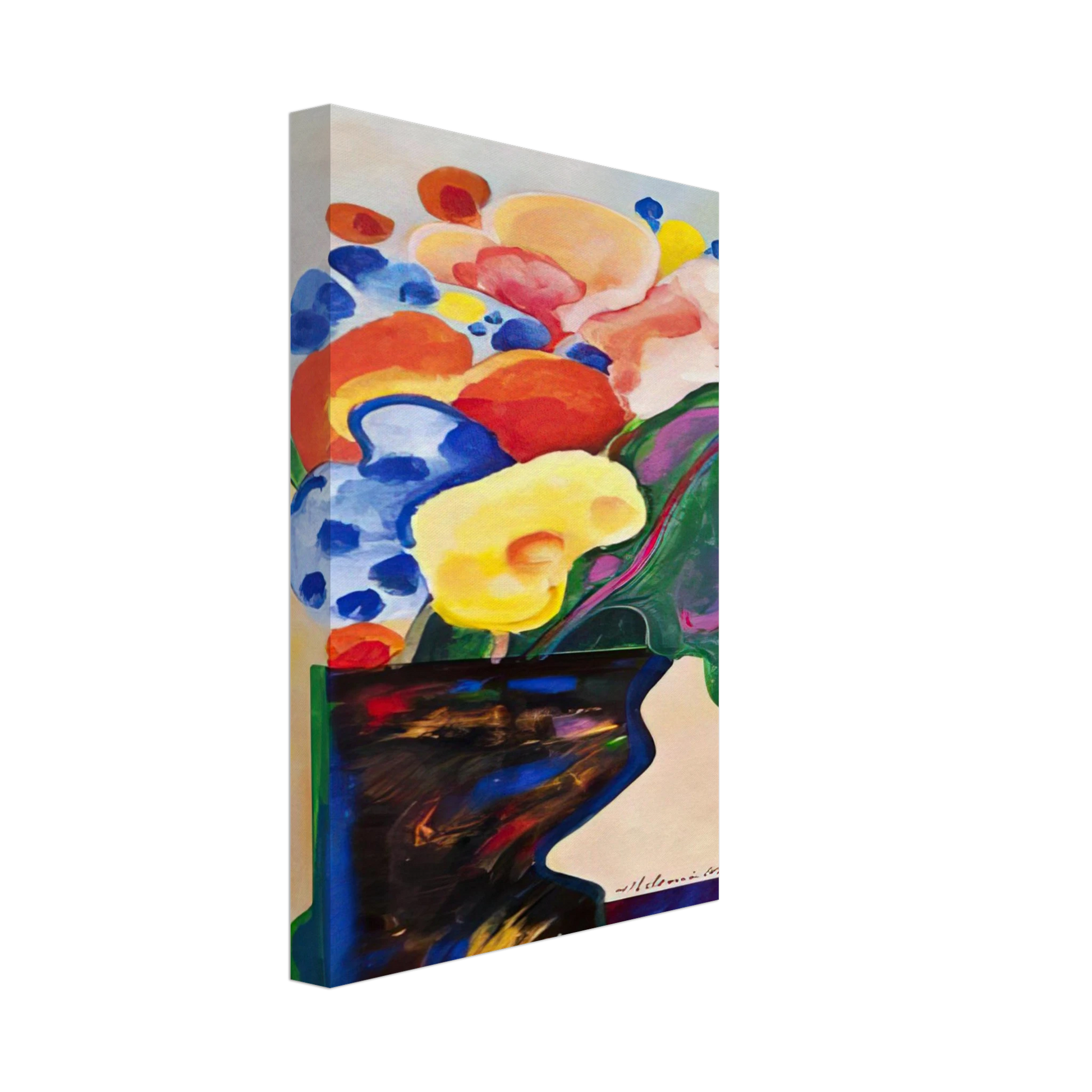 Aldemir Martins - Vase With Flowers - 1990 Canvas - 40x60 cm / 16x24 inches-canvas