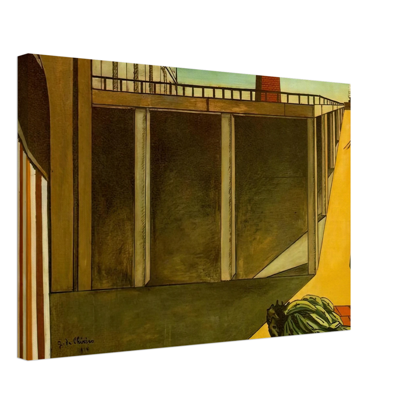 Giorgio de Chirico - GARE MONTPARNASSE THE MELANCHOLY OF DEPARTURE 1914 Canvas - 40x60 cm / 16x24 inches-canvas