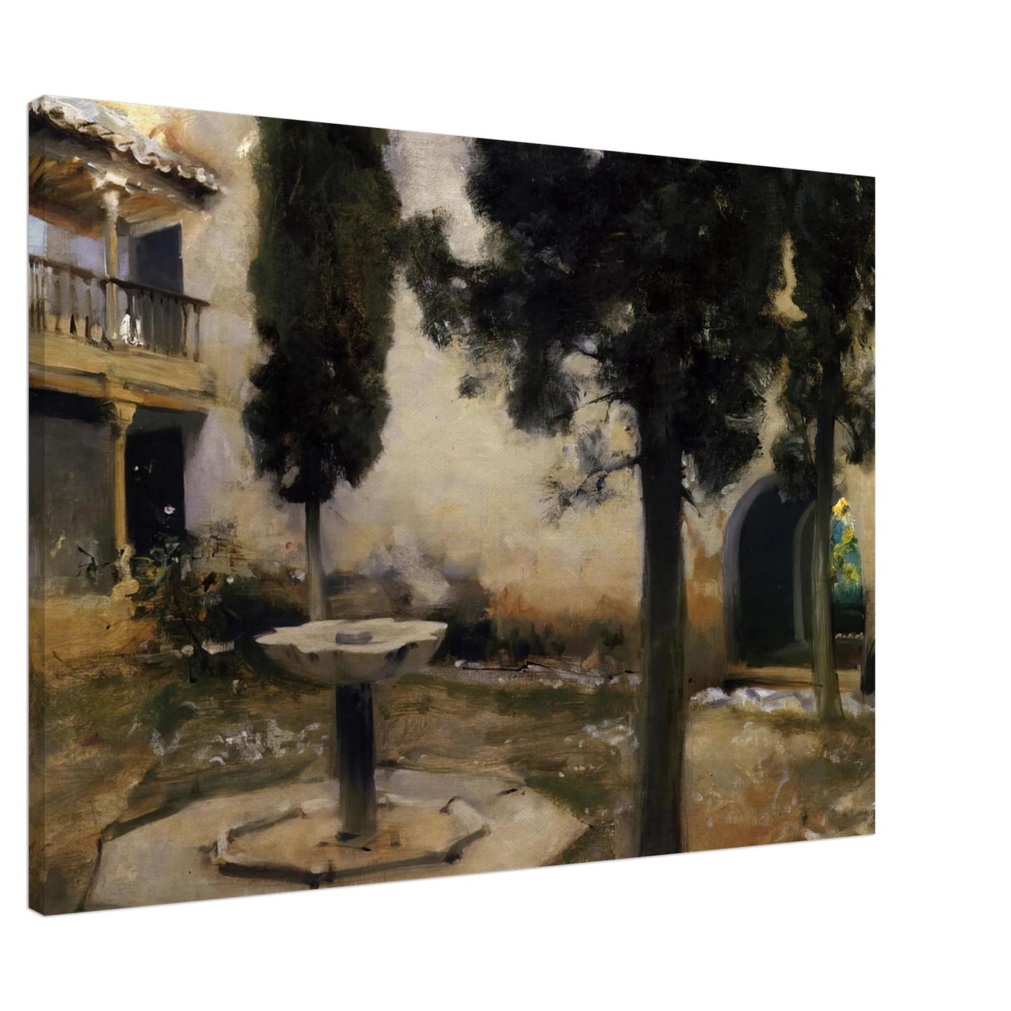 John Singer Sargent - Alhambra, Patio de la Reja Canvas - 20x30 cm / 8x12 inches-canvas