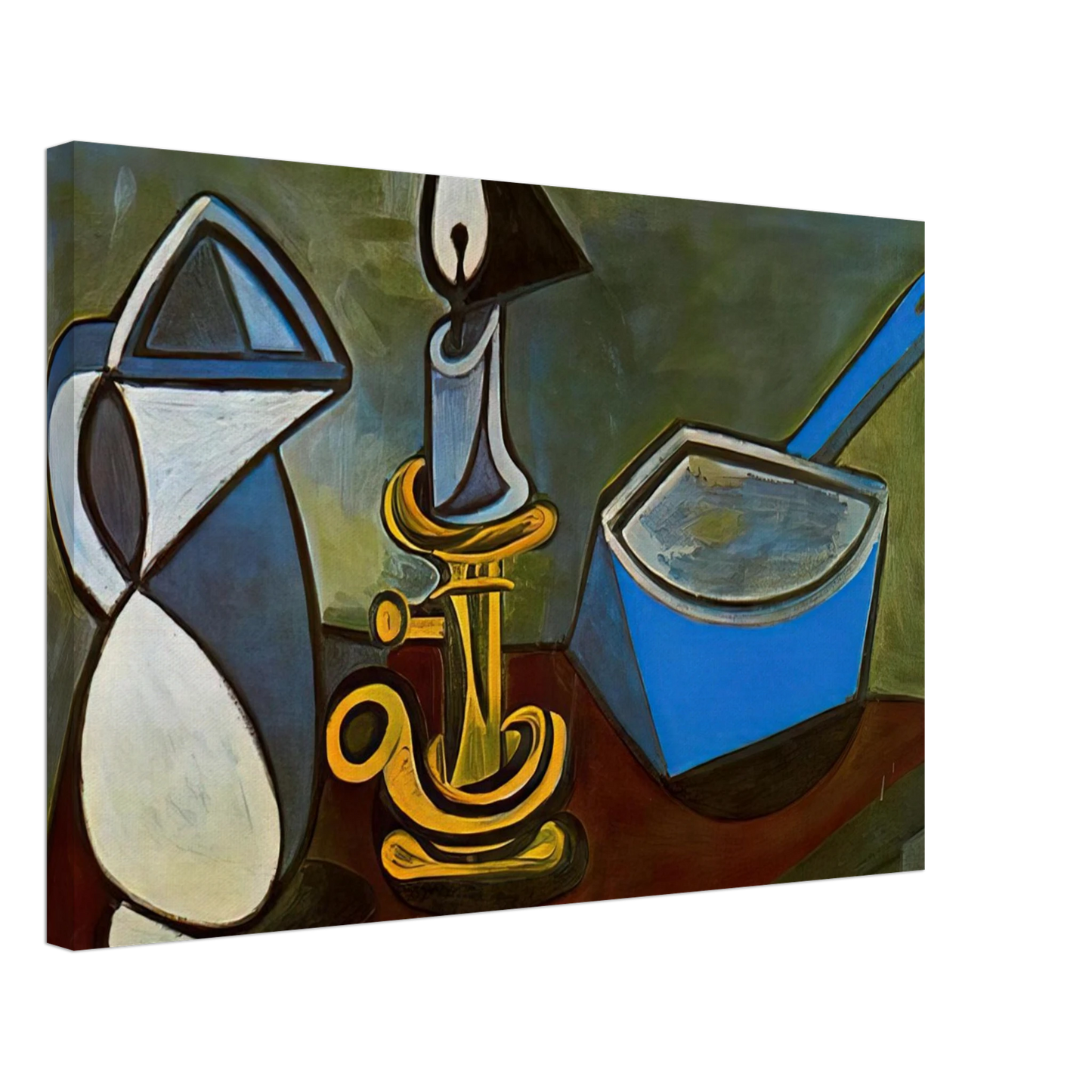 Pablo Picasso - Jug, candle and enamel pan - 1945 Canvas - 40x60 cm / 16x24 inches-canvas
