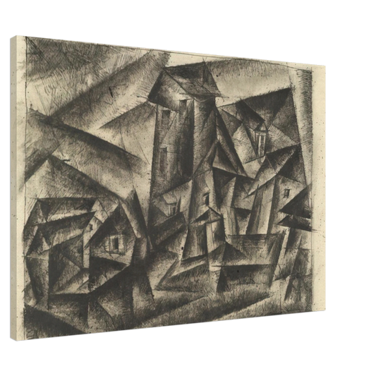 Lyonel Feininger - THE VILLAGE OF LEGEFELD I DORF LEGEFELD I 1916 Canvas - 20x30 cm / 8x12 inches-canvas