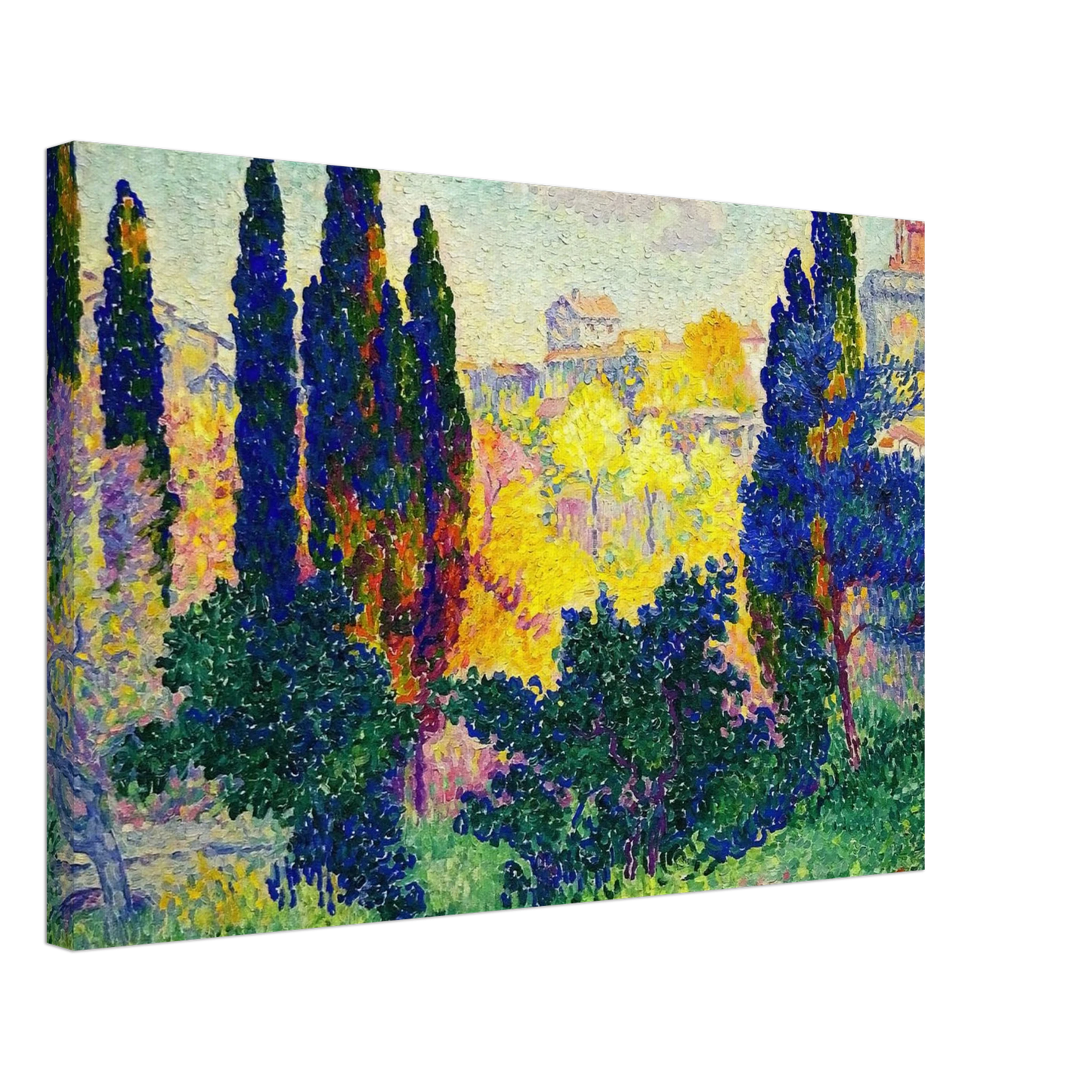 Henri-Edmond Cross - The Cypresses at Cagnes Canvas - 70x100 cm / 28x40 inches-canvas