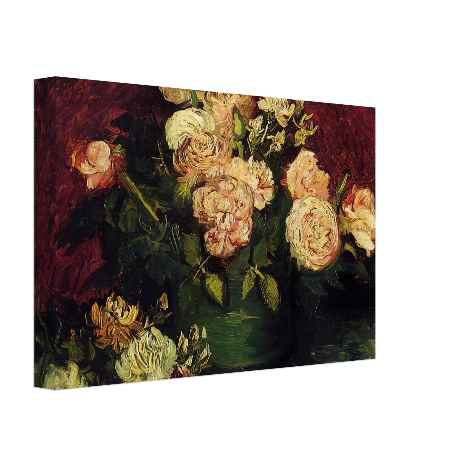 Vincent van Gogh - Bowl with Peonies and Roses Canvas - 70x100 cm / 28x40 inches-canvas