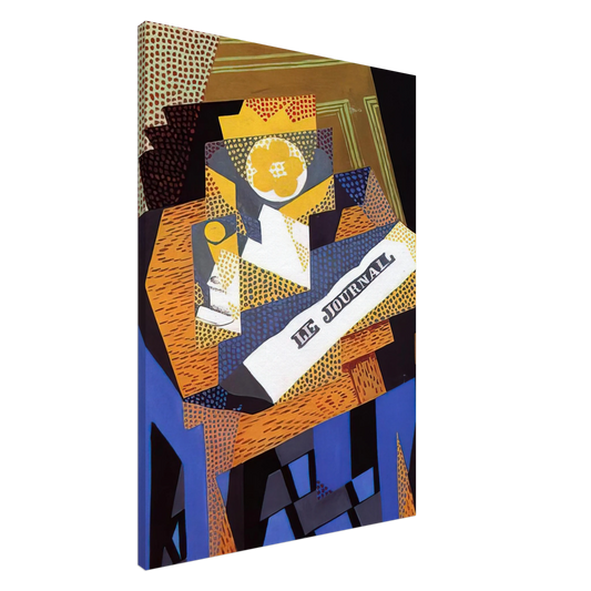 Juan Gris - NEWSPAPER AND FRUIT DISH 1916 Canvas - 20x30 cm / 8x12 inches-canvas