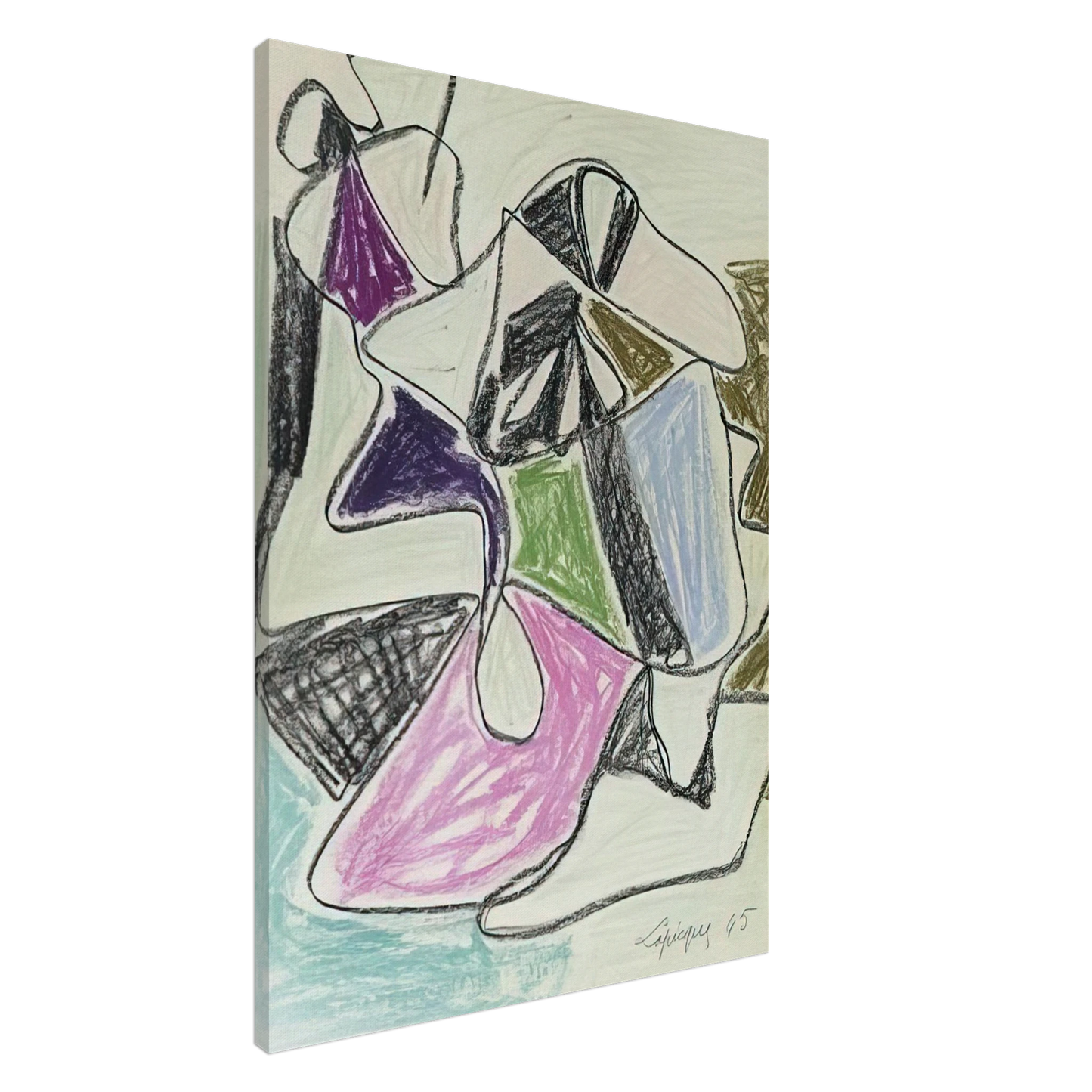 Charles Lapicque - La Rencontre - 1945 Canvas - 20x30 cm / 8x12 inches-canvas