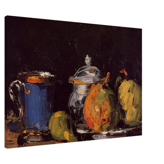 Paul Cezanne - Sugar Bowl, Pears and Blue Cup Canvas - 20x30 cm / 8x12 inches-canvas