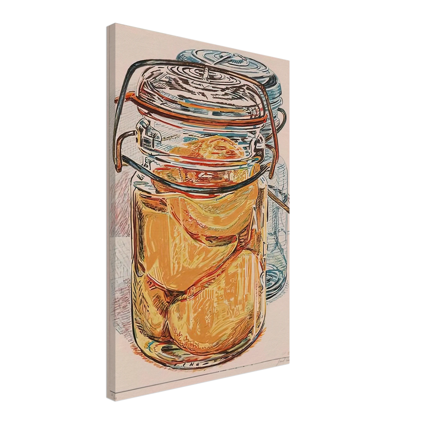 Janet Fish - PRESERVED PEACHES 1975 Canvas - 70x100 cm / 28x40 inches-canvas