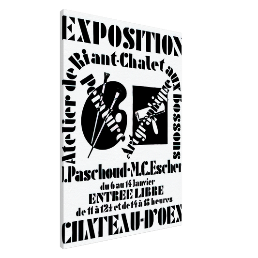 MC Escher - POSTER FOR EXHIBITION JOHN PASCHOUD AND M C ESCHER DECEMBER 1936 1936 Canvas - 20x30 cm / 8x12 inches-canvas