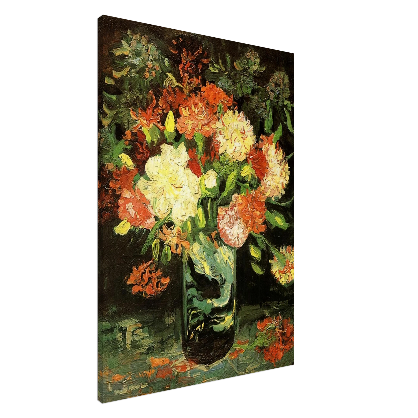 Vincent van Gogh - Vase with Carnations Canvas - 20x30 cm / 8x12 inches-canvas
