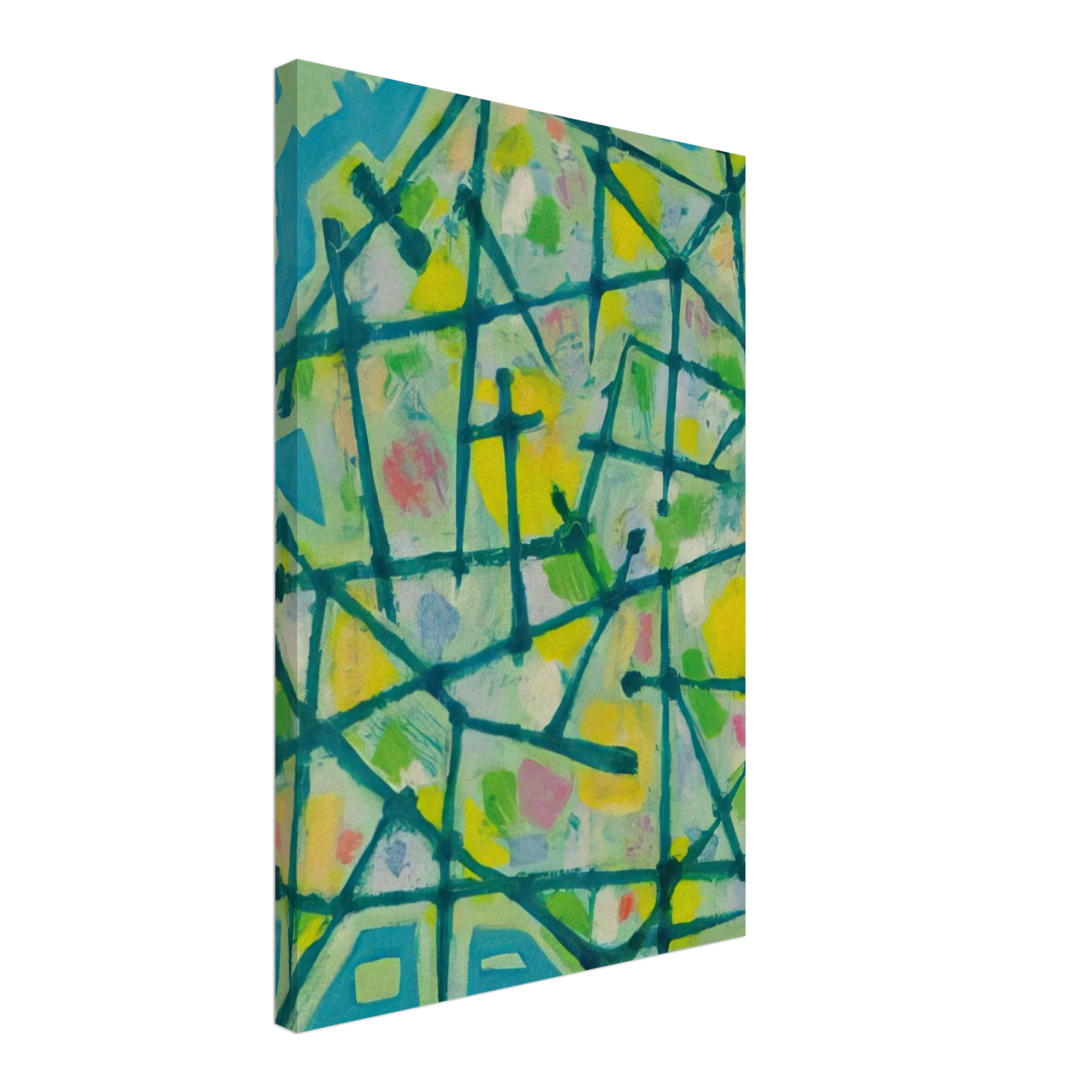 Alfred Manessier - Blue-Green Lines on Aqua Background - 1953 Canvas - 40x60 cm / 16x24 inches-canvas