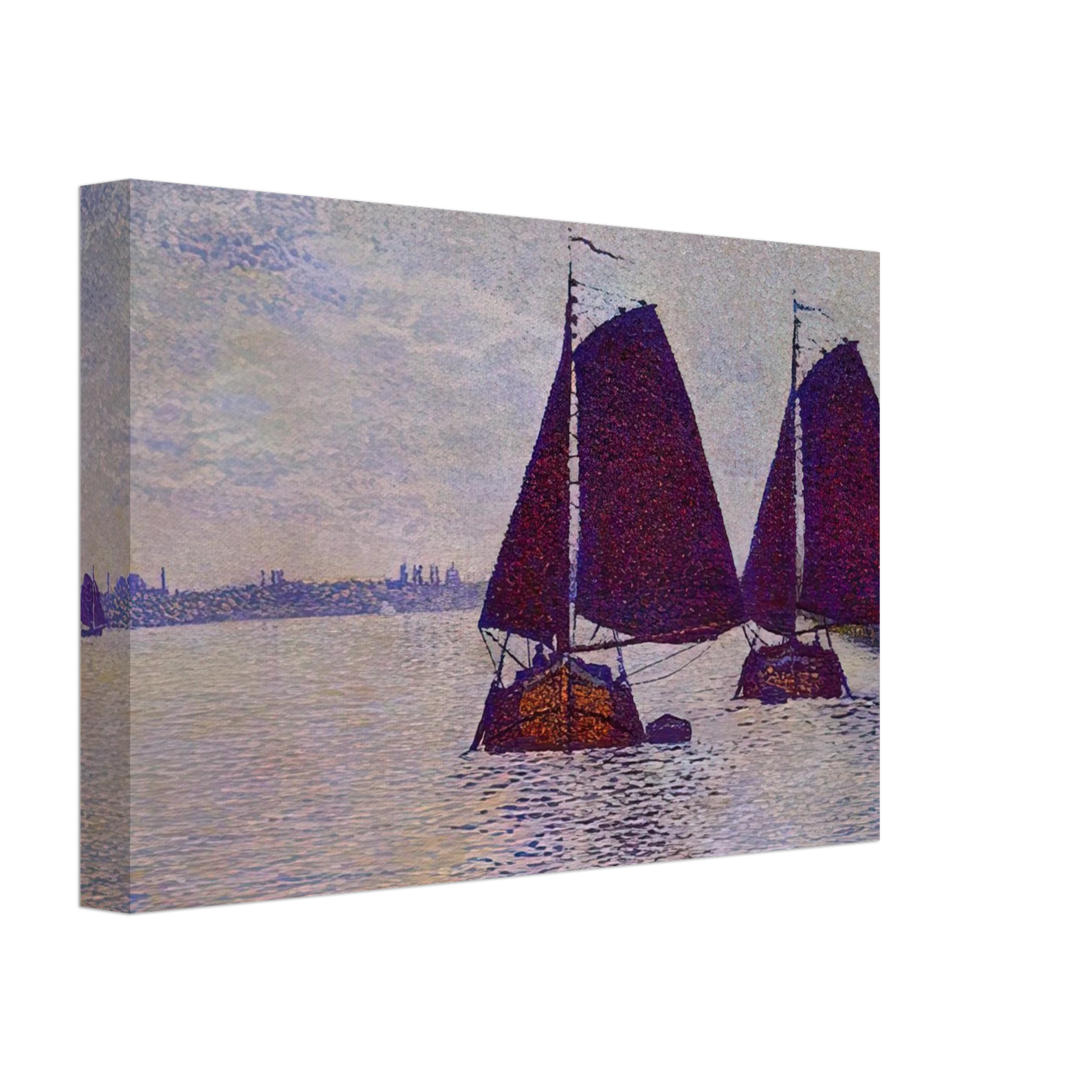 Theo van Rysselberghe - BARGES ON THE RIVER SCHELDT 1892 Canvas - 70x100 cm / 28x40 inches-canvas
