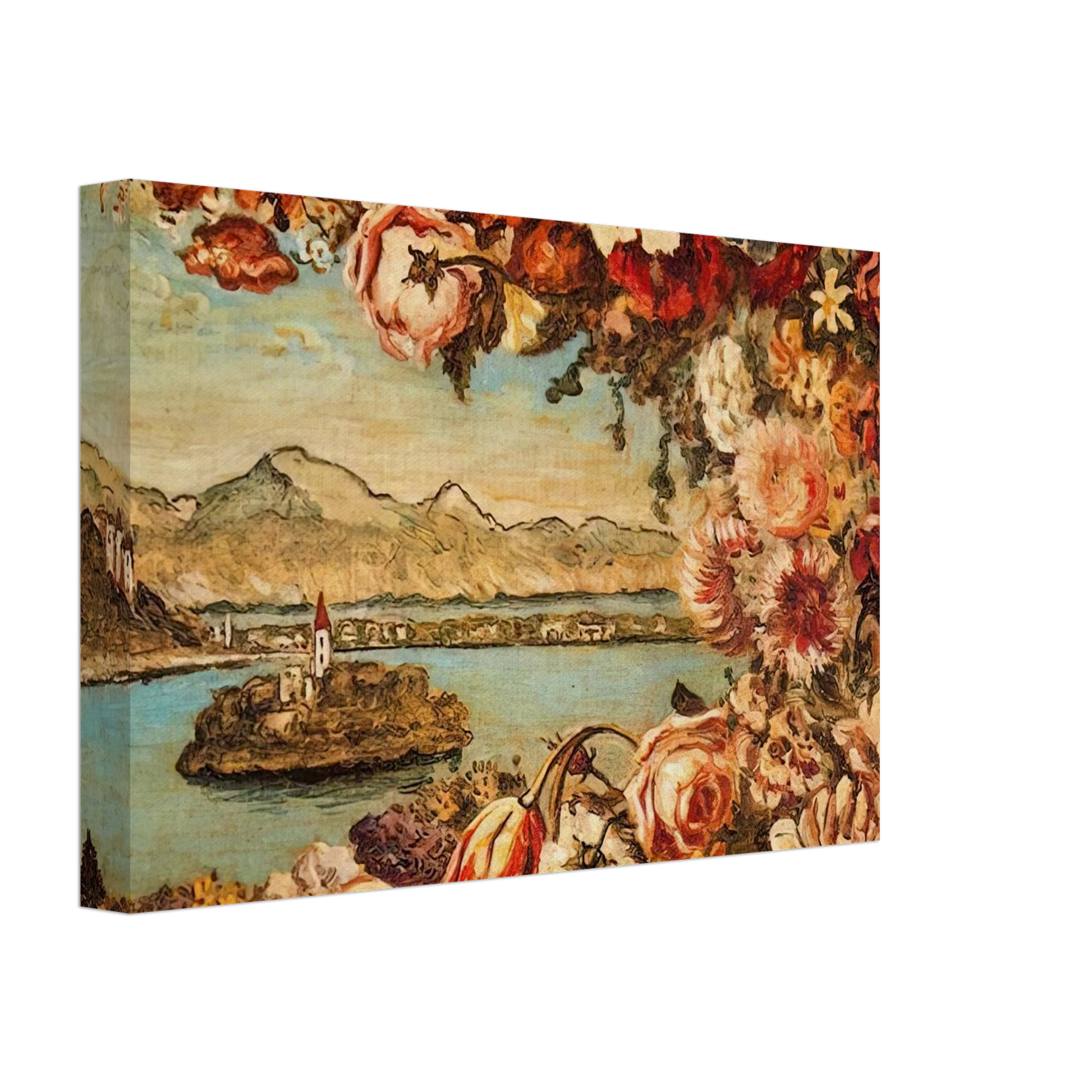 Giorgio de Chirico - ISLAND AND FLOWER GARLAND Canvas - 40x60 cm / 16x24 inches-canvas