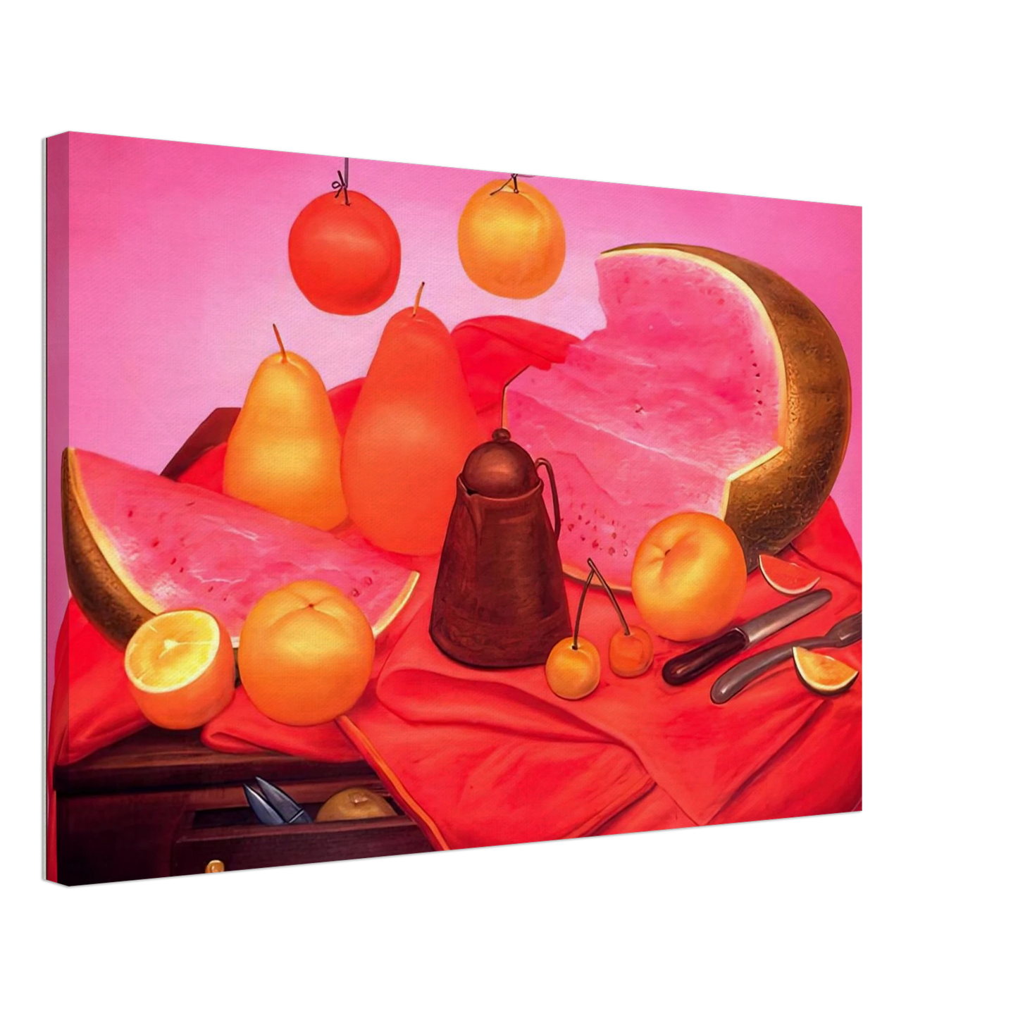 Fernando Botero - STILL LIFE WITH WATERMELON 1 Canvas - 70x100 cm / 28x40 inches-canvas