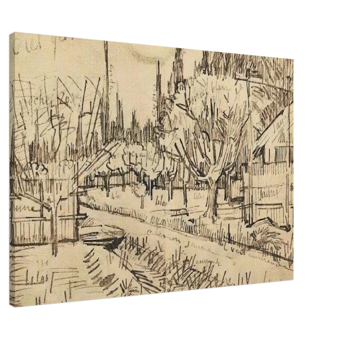 Vincent van Gogh - Orchard Surrounded by Cypresses Canvas - 20x30 cm / 8x12 inches-canvas